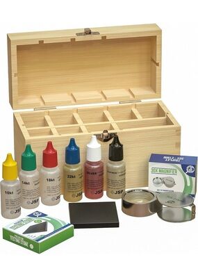 Precious Metals Jewelry Testing Kit 6 Acid Solutions 30X Loupe, Test Stone & Box